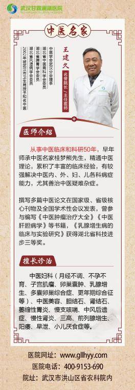 武漢甘霖瀾湖醫院中醫科主任王建久:大醫精誠50載,婦科圣手巧醫患者難