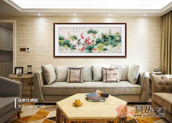 精心挑選的這些橫幅花鳥畫作品,讓客廳沙發墻很美很有格調