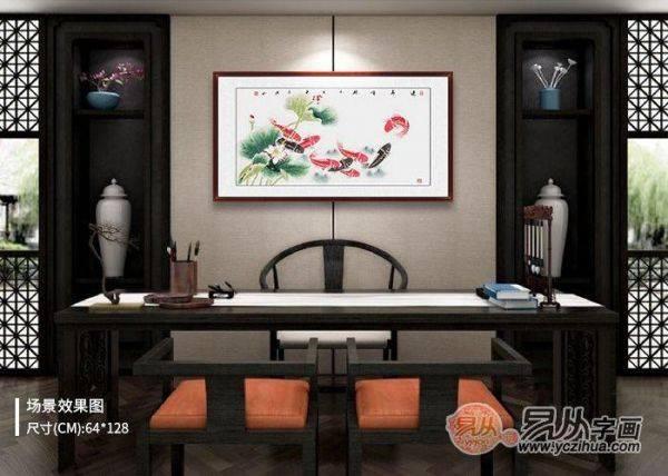 精心挑選的這些橫幅花鳥畫作品,讓客廳沙發墻很美很有格調