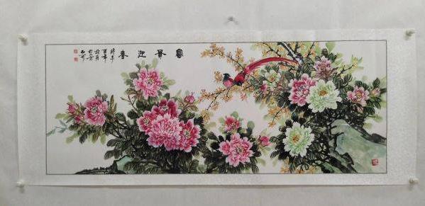 沙發背景墻裝飾掛花鳥畫,古稀高齡畫家石開作品精選