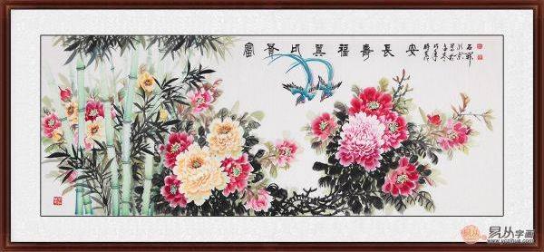沙發背景墻裝飾掛花鳥畫,古稀高齡畫家石開作品精選