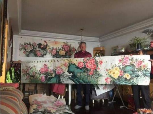 沙發背景墻裝飾掛花鳥畫,古稀高齡畫家石開作品精選