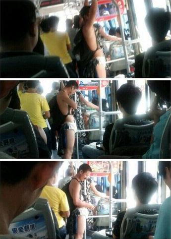 公交車(chē)奇葩內(nèi)褲哥：福州公交車(chē)內(nèi)現(xiàn)奇葩 “內(nèi)褲男”裸全身只穿內(nèi)褲